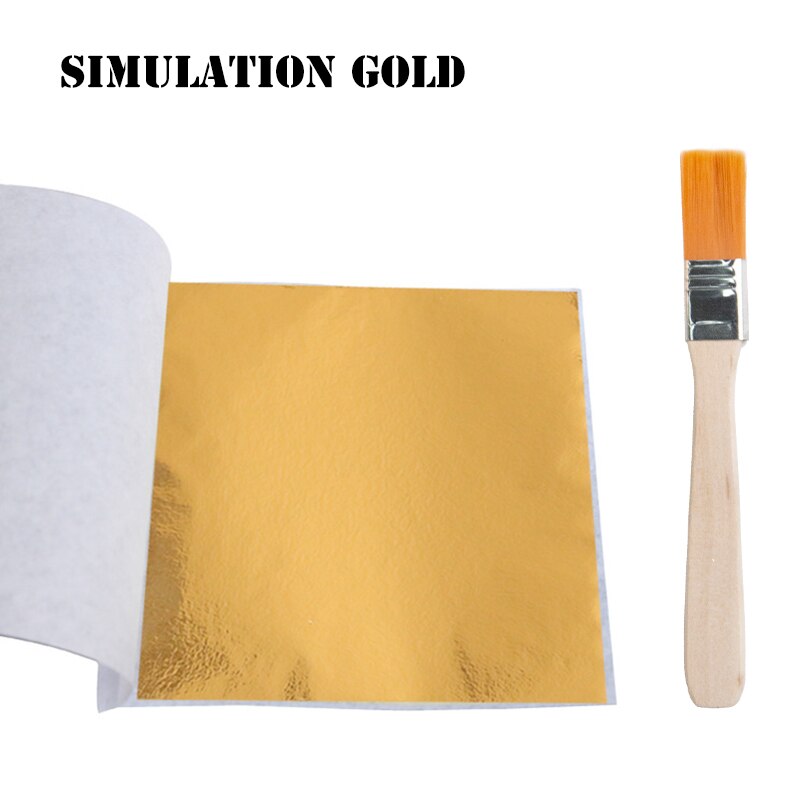 Aomily 8x8.5cm 10 Sheets Practical K Pure Shiny Gold Leaf for Gilding Funiture Lines Wall Crafts Handicrafts Gilding Decoration: Simulation Gold