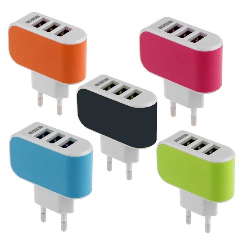 EU Standard Plug 5V 2A Charger Adapter 100-240V 3 USB Hub Port Power Supply Charging Plug Socket for Travel Charge for Phone