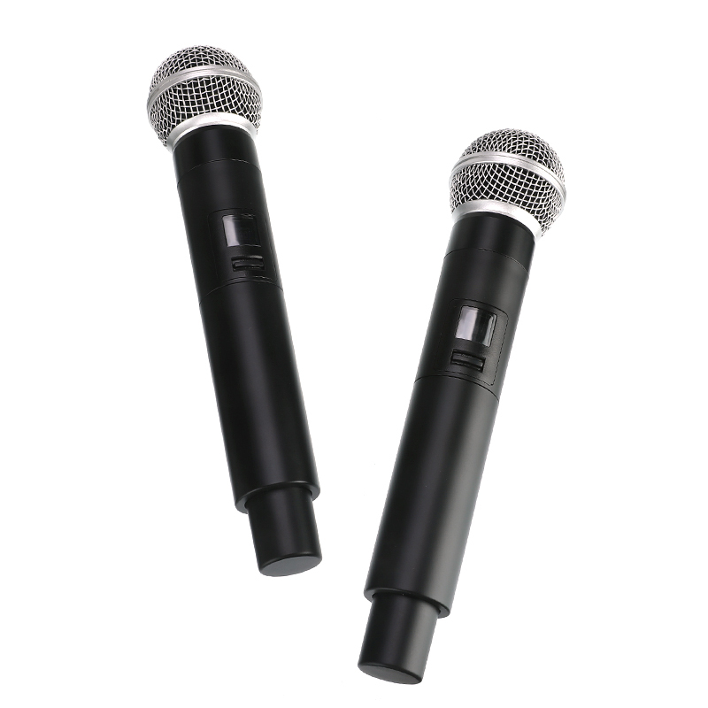 Uhf trådløst karaoke mikrofonsystem lcd-skærm med dobbelt håndholdt mikrofon til fest-ktv