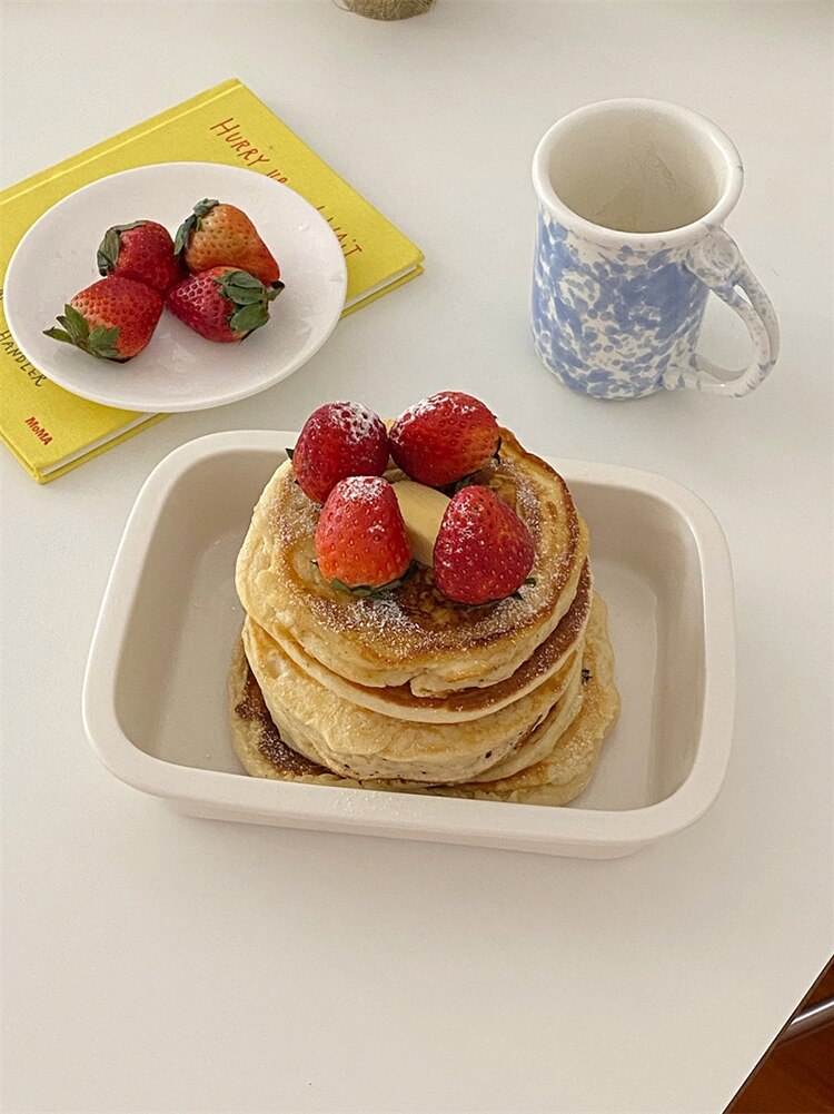 Bakeware Dessert Plates 750/1000/1300ML Dessert Deep Plate Ceramic Breakfast Dishes For Serving Food Platos тарелки для еды