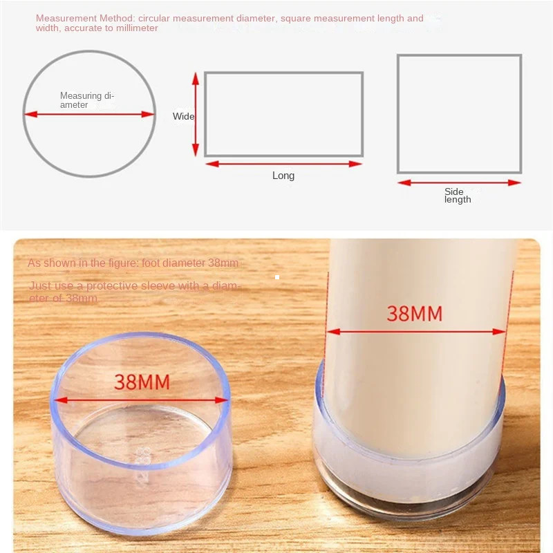 Protector transparente para patas de muebles, cubierta de silicona para patas de mesa y silla, resistente al desgaste, 16 piezas