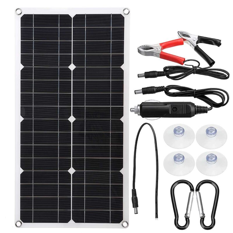 Panel Solar de 50W con salida USB Dual, células solares Poly, controlador de 10/20/30/40/50A para cargador de batería de 12V, resistente al agua: only solar panel