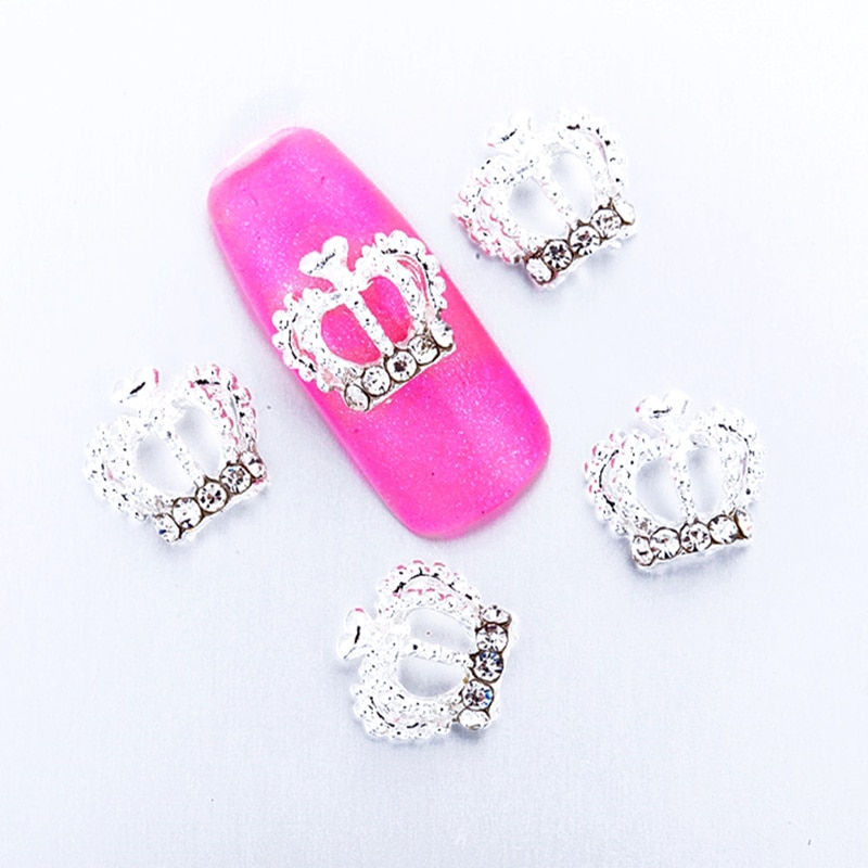 10Pcs 3D Nail Art Decorations Metal Grote Kroon Glitter Steentjes Nagels Charms Diamanten Voor Manicure Decor Luxe