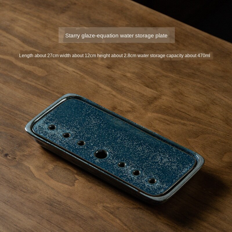 Ceramic Tea Tray Japanese-Style Small Household Rectangular Double-Layer Water Storage Dry Pour Tea Tray Kungfu Tea Tray: tea tray4
