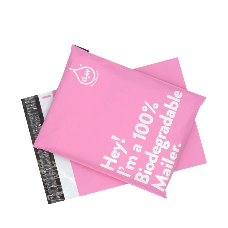 50PCS Eco Friendly Mailing Pink Bags Envelopes Bag 100% D2W Biodegradable Clothing Courier Bags Degradable Postal Bags