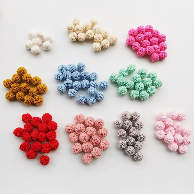 100 Stks/partij 15Mm 10 Kleuren Mesh Bloem Bal Voor Naaien Op Sjaal Schoenen Hoeden Bont Diy Ambachten Haar Clip accessoires