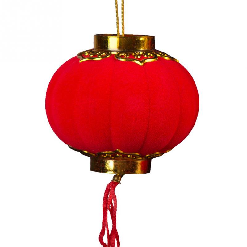 30 stk/parti 3cm små flokkende røde lykter bryllupsfest dekor gjør-det-selv håndverk søte kinesiske plastlykter år dekor