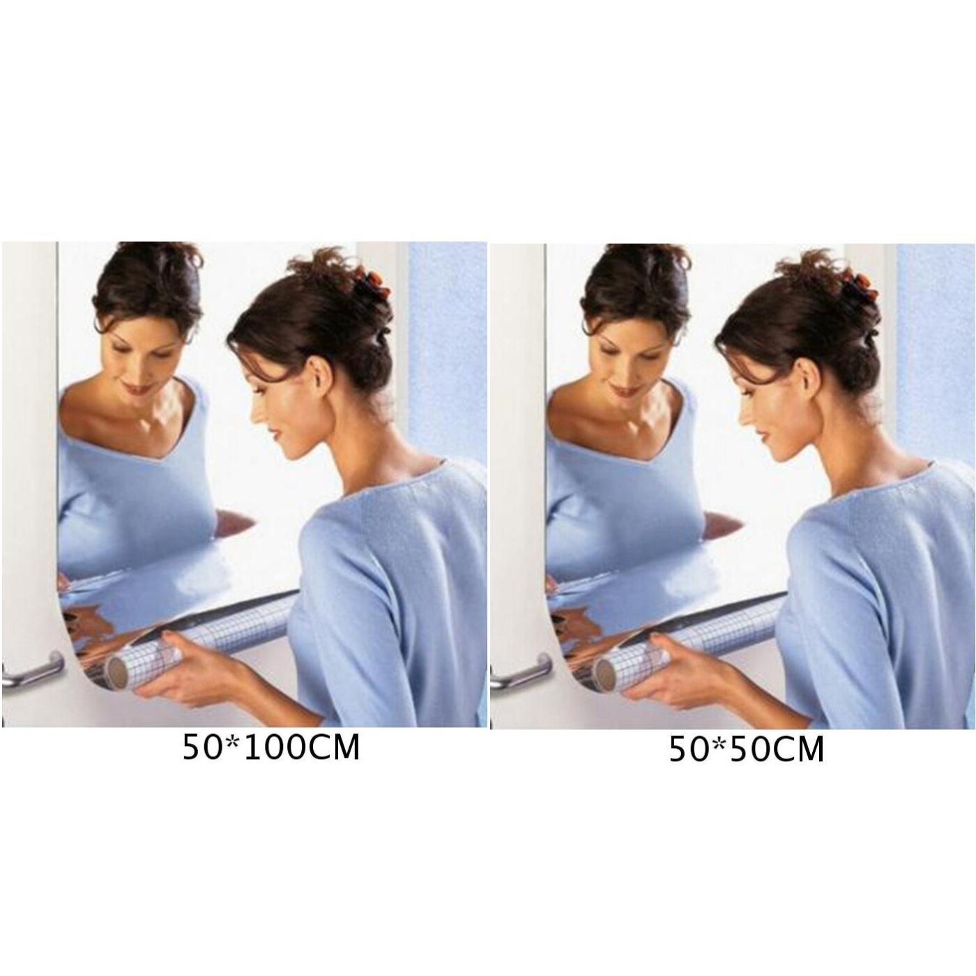 Small Mirror Tiles Glass Wall Stickers Self Adhesive Reflective Bathroom Mosaic