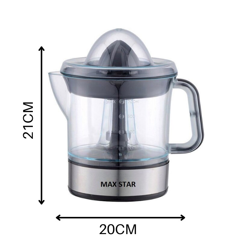 Max Star Exprimidor Eléctrico de Zumos MS-6220 Potencia 40W 0.7L Extractor de Naranja, Limon y Fruta Exprimidor de Naranja Automatico Capacidad Totalmente Desmontable Potente y Resistente Electrodomésticos de Cocina