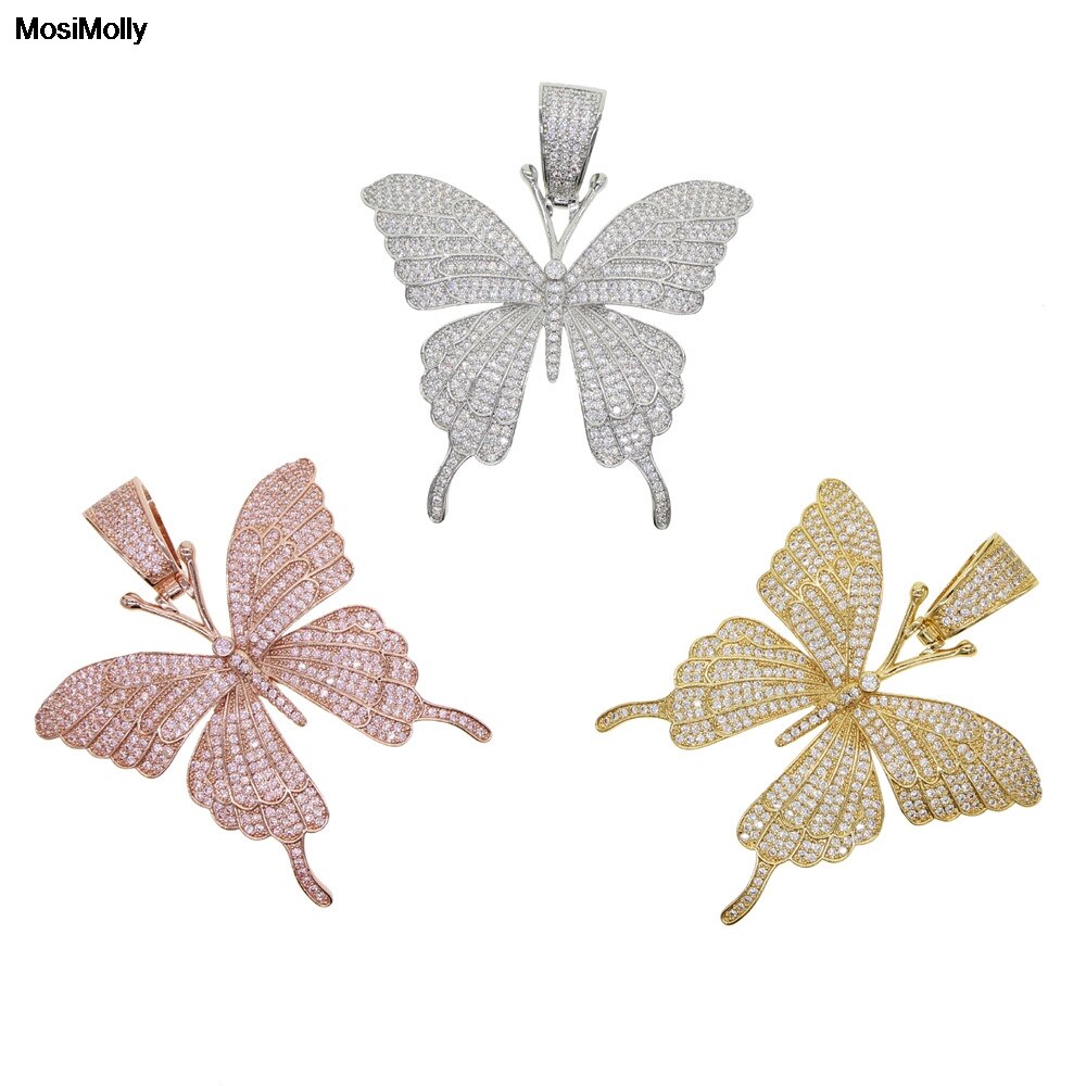 MosiMolly Rhinestone Butterfly Necklace Pendants Women Jewelery Neck Chain Choker Crystal