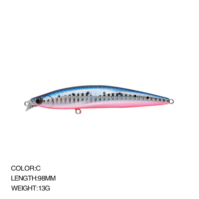 Top leurre de pêche gamme peu profonde vairon flottant 98mm 13g longue coulée bar Jerkbait eau salée grand appât dur Wobbler: Rouge