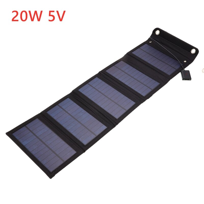 20W paneles solares a prueba de agua plegables energía Solar cargador de células solares 5V 2A dispositivos de salida USB portátiles para Camping al aire libre