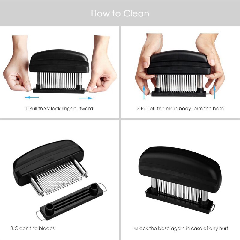 48 Blade Rvs Tenderizer Professionele Steak Kip Varkensvlees Tenderizer Keuken Tool Met Veiligheidsslot