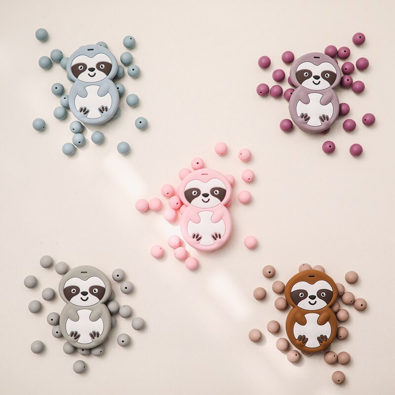 Laten We 1Pc Baby Bijtringen Silicone Speelgoed Multicolor Luiaard Food Grade Gratis Bpa Silicone Mini Animalcartoon Bijtring Baby product