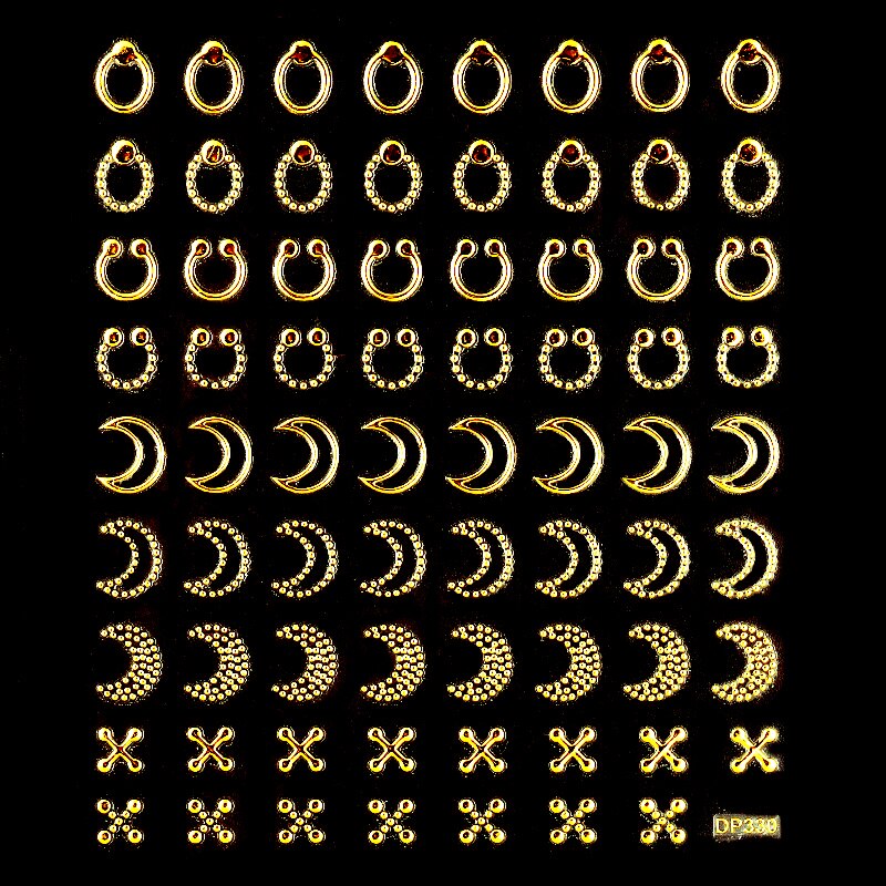 Or métal 3D autocollant à ongles géométrique lune étoile rayures vague ligne modèles Nail Art décalcomanies décoration bricolage accessoires de: 3