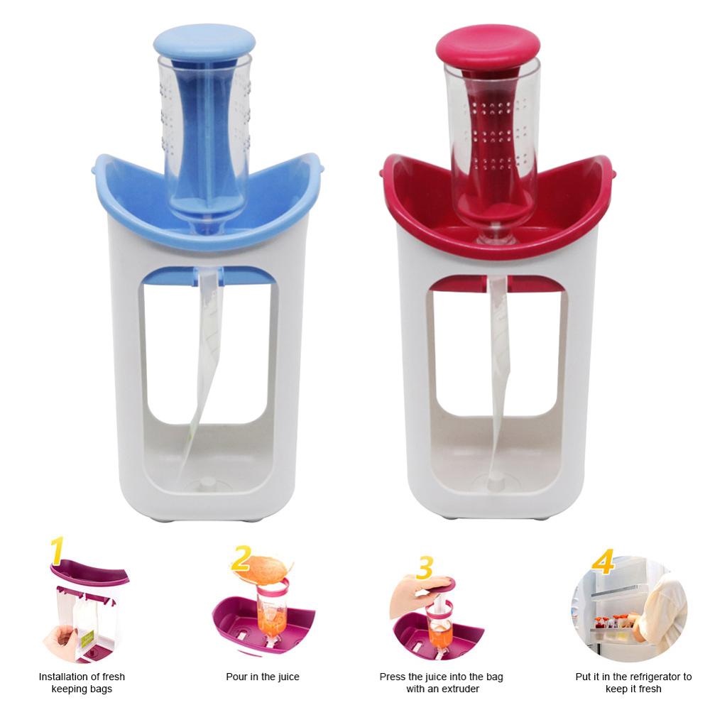 Voeden Gezonde Vriezer Opslag Handleiding Stamper Zelfgemaakte Squeeze Station Vruchtensap Met Herbruikbare Pouch Babyvoeding Maker Molen