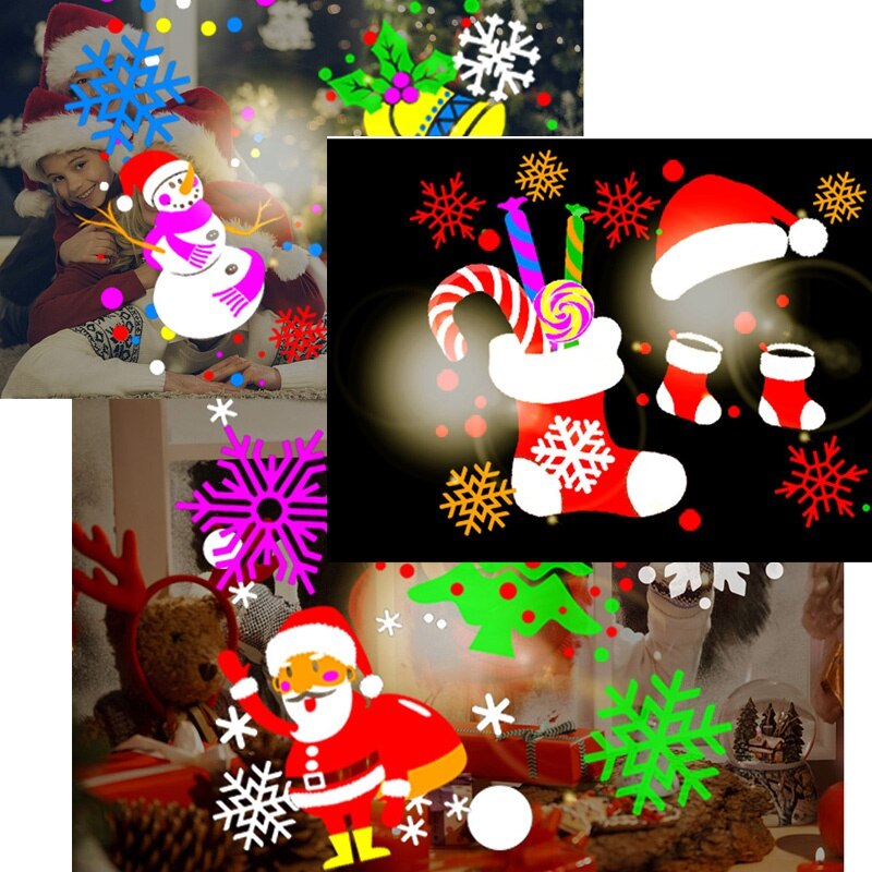 16 Patterns Christmas LED Projector Lights Outdoor Waterproof Snowflake Projection Landscape Lamp Party Bar X-mas Decor