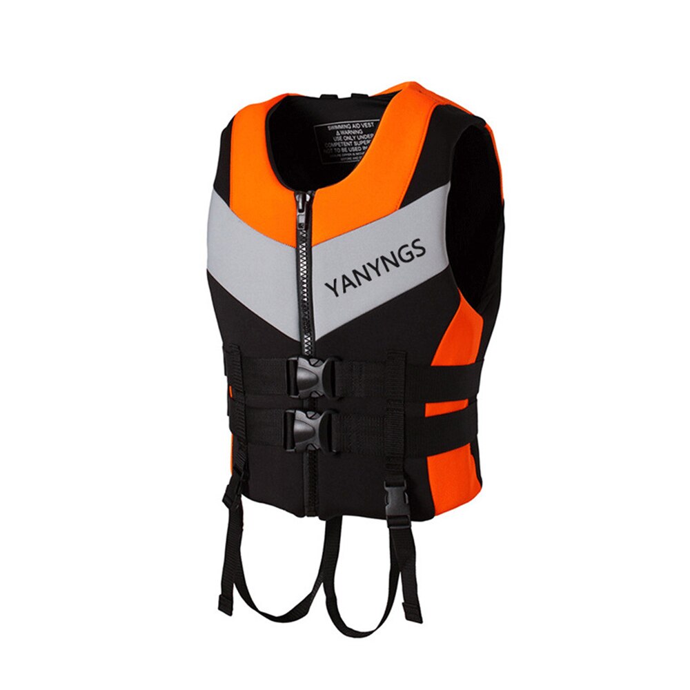 Adults Life Jacket Neoprene Safety Life Vest Water Sports Fishing Water Ski Vest Kayaking Boating Swimming Drifting Safety Vest: Orange / XL (65-75KG)