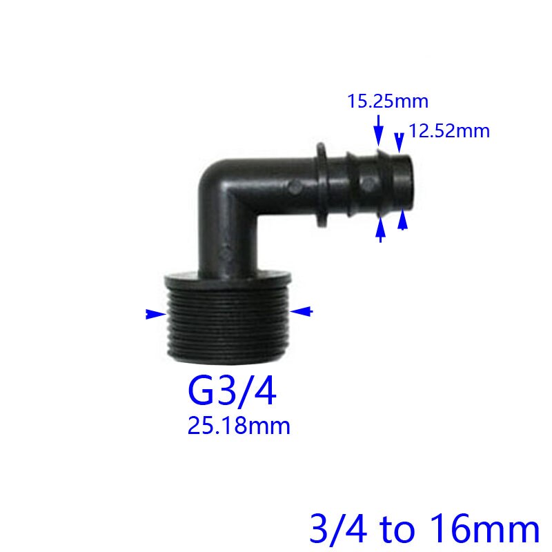 Schlauch Reduzierung 3 4 Auf 1 2 Männlichen 1/2 "3/4" zu 1/2 3/4 25mm Schlauch ellenbogen Widerhaken