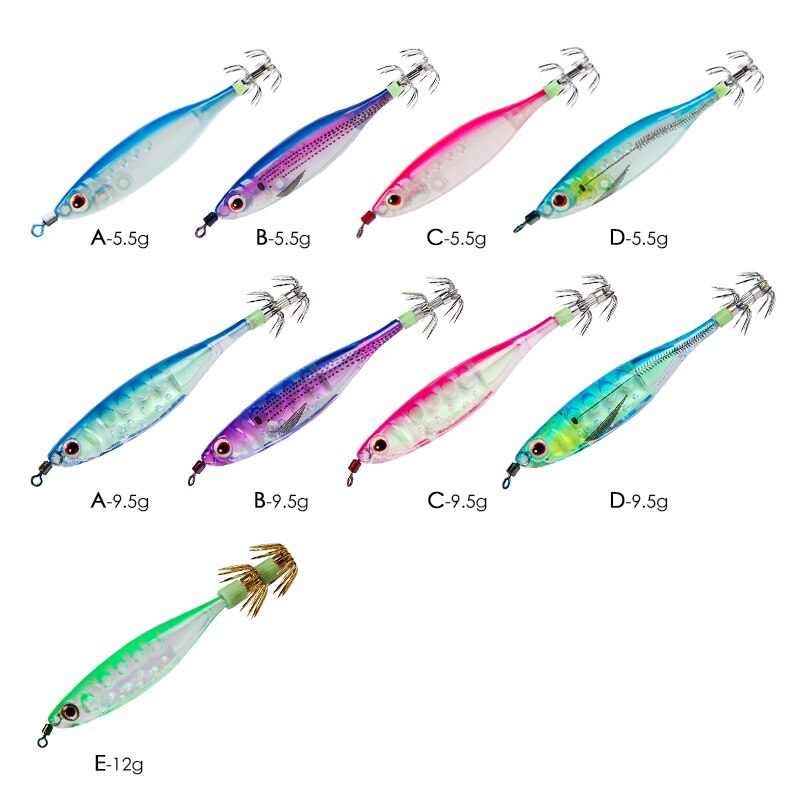LETOYO-9,5g, 80mm,señuelo de pesca flotante, jibioneras, pajaritos pesca calamar, anzuelo de calamar, Jigging, gambas artificiales, luminoso, señuelos pulpo, sepia, para pesca en el mar, poteras calamar
