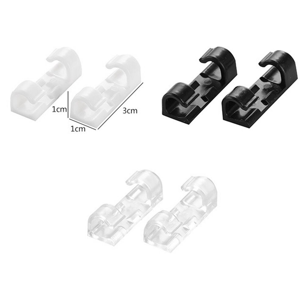 20Pcs Wire Storage Clips Buckle Securing Cable Clamp Data Line Finishing Organizer 1x1x3cm for home wire, networks cable WWO66