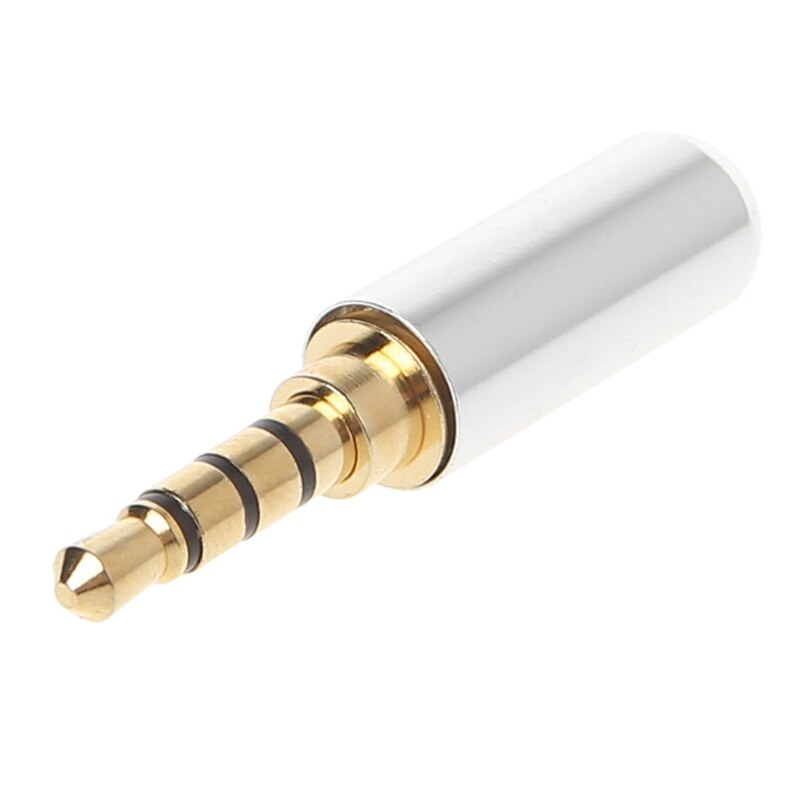 4 Pole 3.5mm Koptelefoon Solderen Jack Mannelijke Hoofdtelefoon Reparatie Jack Kabel Plug Soldeer Adapter: Zilver