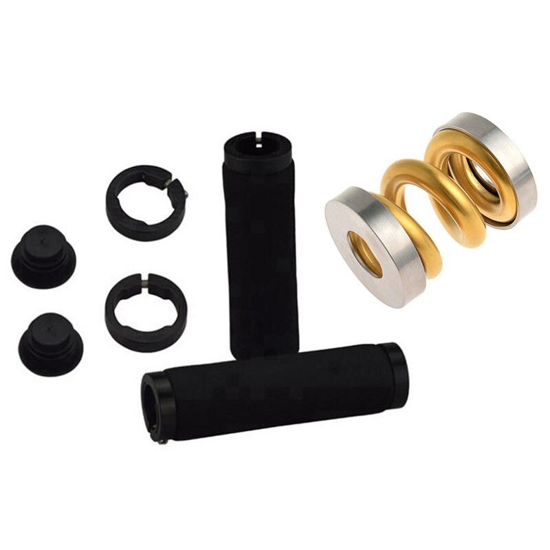 1 Pair Bilateral Sponge Handlebar & 1set Bicycle Shocks Coil Spring Suspension Shock Shox for Brompton Bumper Absorber: Default Title