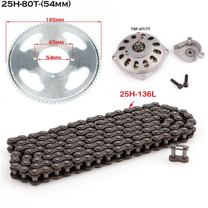 25H Gearbox Sprocket and Chain Clutch Drum Gear Box for 47cc 49cc 2 Stroke ATV Quad Go Kart Buggy Dirt Pocket Mini Motor Bike