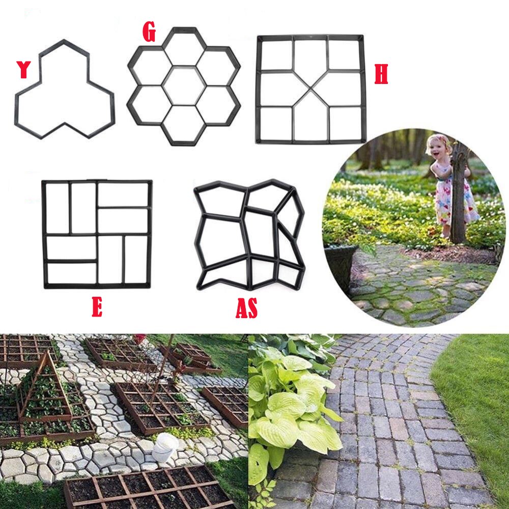 Pavimentación manual de ladrillos de cemento, moldes de hormigón DIY, molde de plástico para camino de piedra de jardín, decoración de jardín