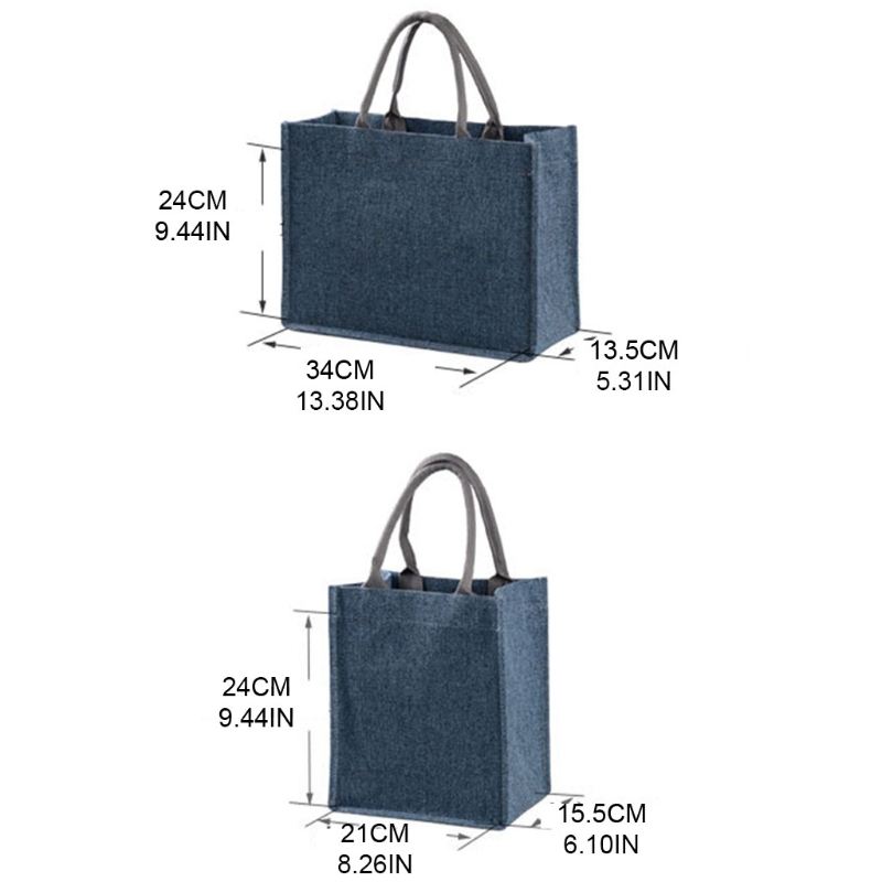 Borse per la spesa riutilizzabili di grandi dimensioni in tela di iuta con manici borsa per la spesa da donna Organizer da spiaggia D0LF