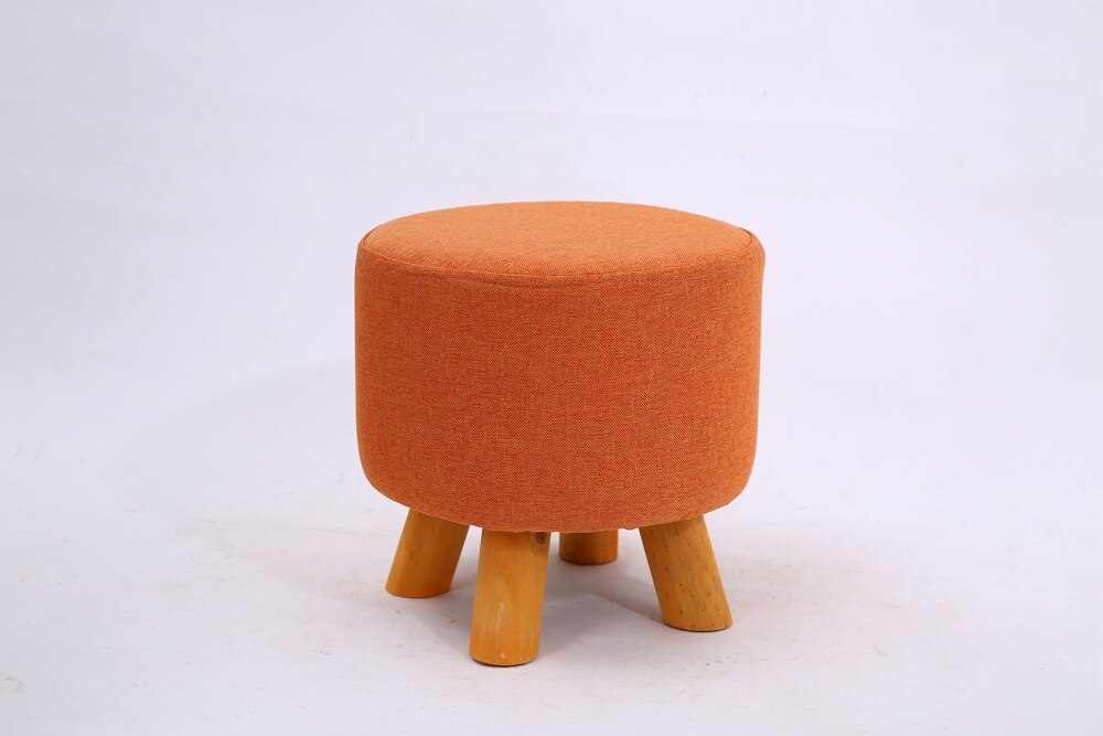 Petit tabouret rond en tissu pour changer les chaussures, banc rond à quatre pieds en bois massif: 5