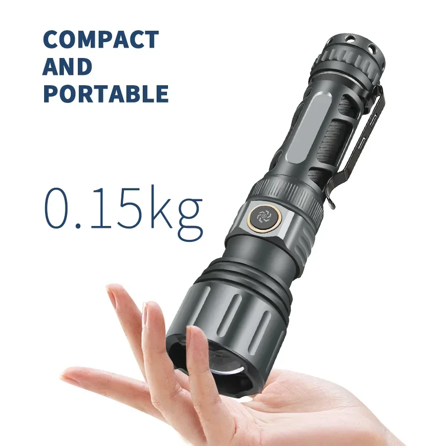 Lommelykt med 5 justerbare moduser, type-c oppladbar aluminiumslegering, zoombar stråle, ipx 4- klassifisert bærbar lommelykt til camping