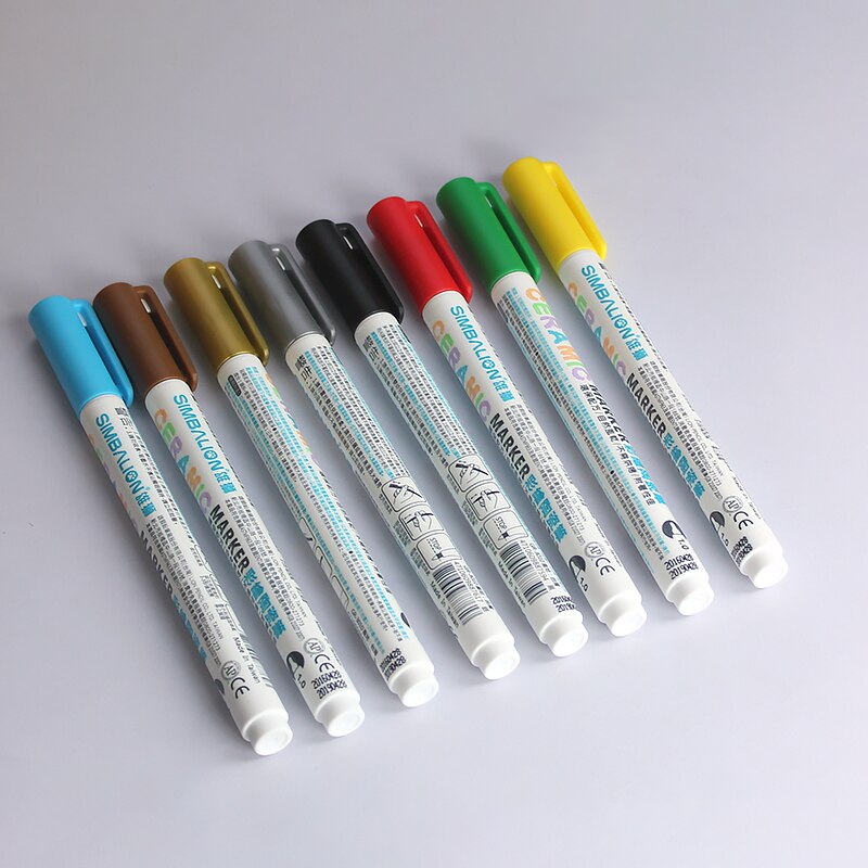 Simbalion 8 Colors Ceramic Marker Painted Ceramic Pigment Marker Pen DIY Series Ceramic Color Pen