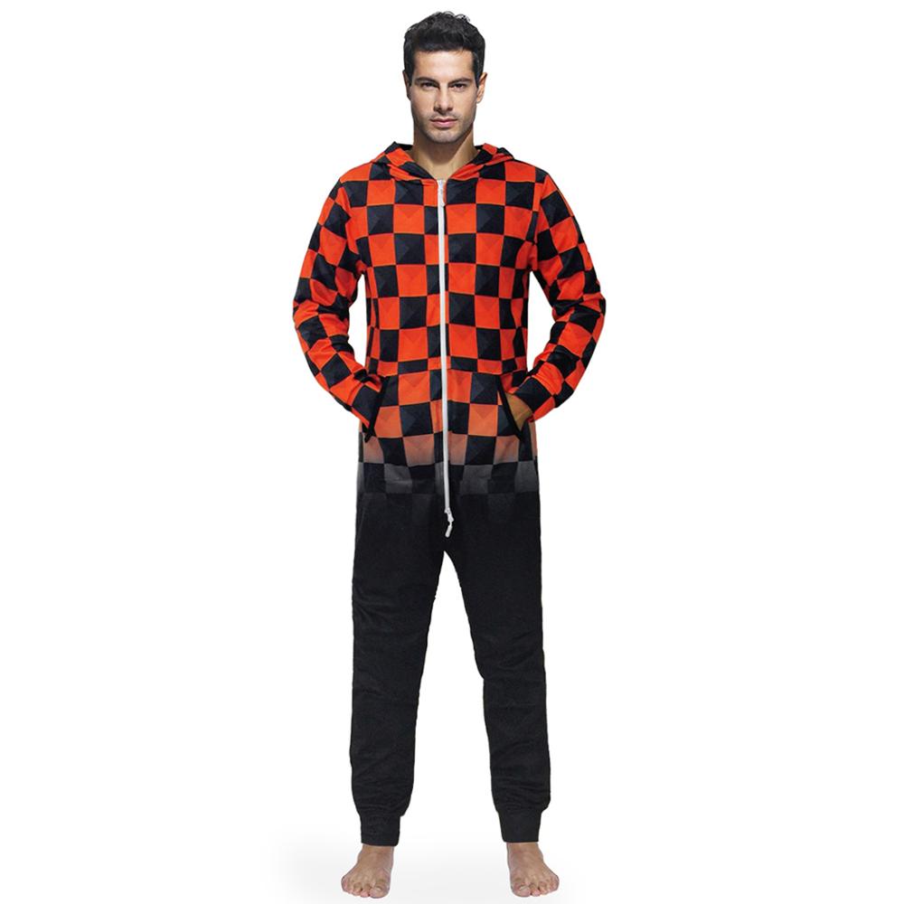 NPK Pyjama met Zwarte en Rode Gecontroleerd Boerenbont Imprinting mannen Plaid Jumpsuits Lange Mouwen Gecontroleerd Nachtkleding Mode Housewear