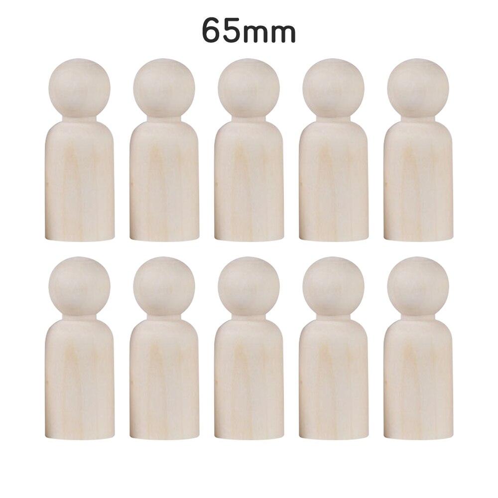10Pcs 35/43/55/65mm Wooden Peg Dolls Girl Boy Wooden Dolls Kids Room Decor Handmade Diy Wooden Peg Dolls Blank Accessories: 07