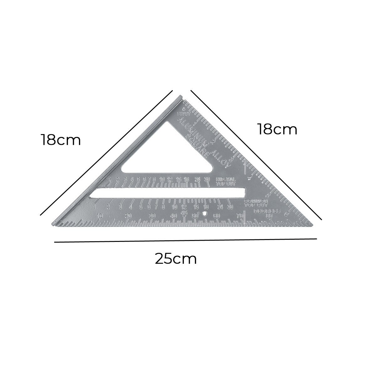 7 Inch Aluminum Alloy Measuring Ruler Speed Square Roofing Triangle Angle Protractor Trammel Measuring Tools