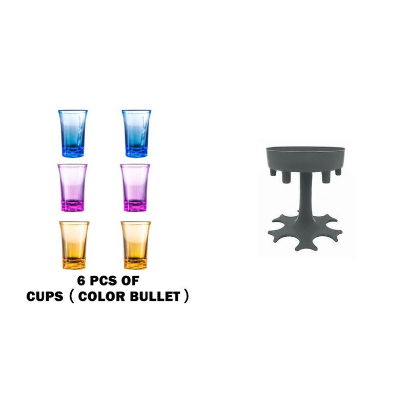 6 Shot Glass Dispenser Holder Wine Glass Rack Cooler Beverage Dispenser Party Started Fast Games Drinking Tools Bar Accessoies: Gray with Color Cup