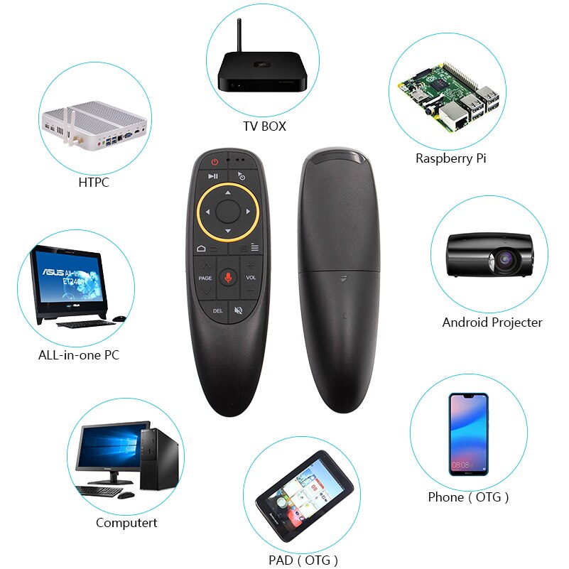 Para Samsung LG TV mando a distancia Universal G10 control remoto de TV de voz 2,4G ratón de aire micrófono giroscopio con receptor usb