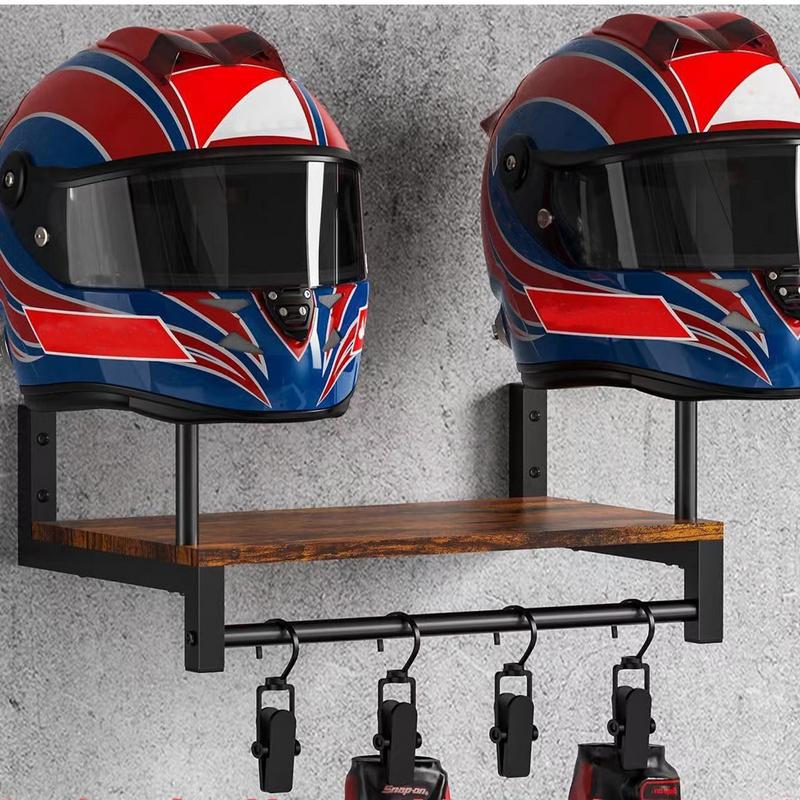 Motorhoedenhouder Muurhanger Hoedenrek Veiligheid Hoedenhanger Displaystandaard Hoedenorganizer met 4 clips Houten opbergrek