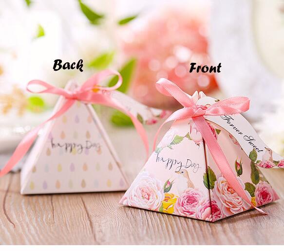 50 stuks Candy Box Baby Shower Gunsten Driehoekige Piramide Bruiloft Gunsten Box Bomboniera Feestartikelen: G