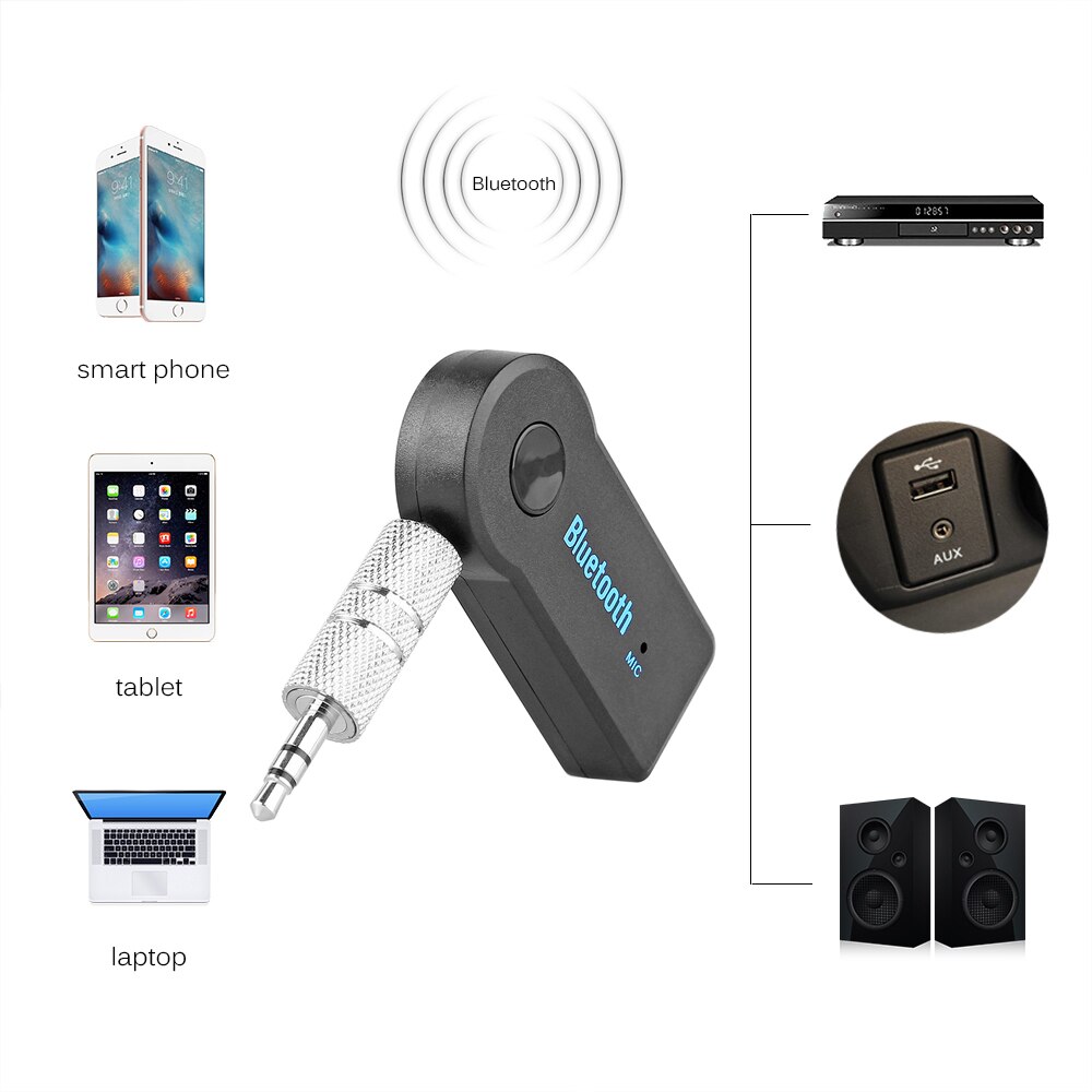 Wireless Car Bluetooth Aux Receiver Adapter Bluetooth Handsfree Car Kit 3.5mm jack Aux Bluetooth Receiver Adapter For Speaker