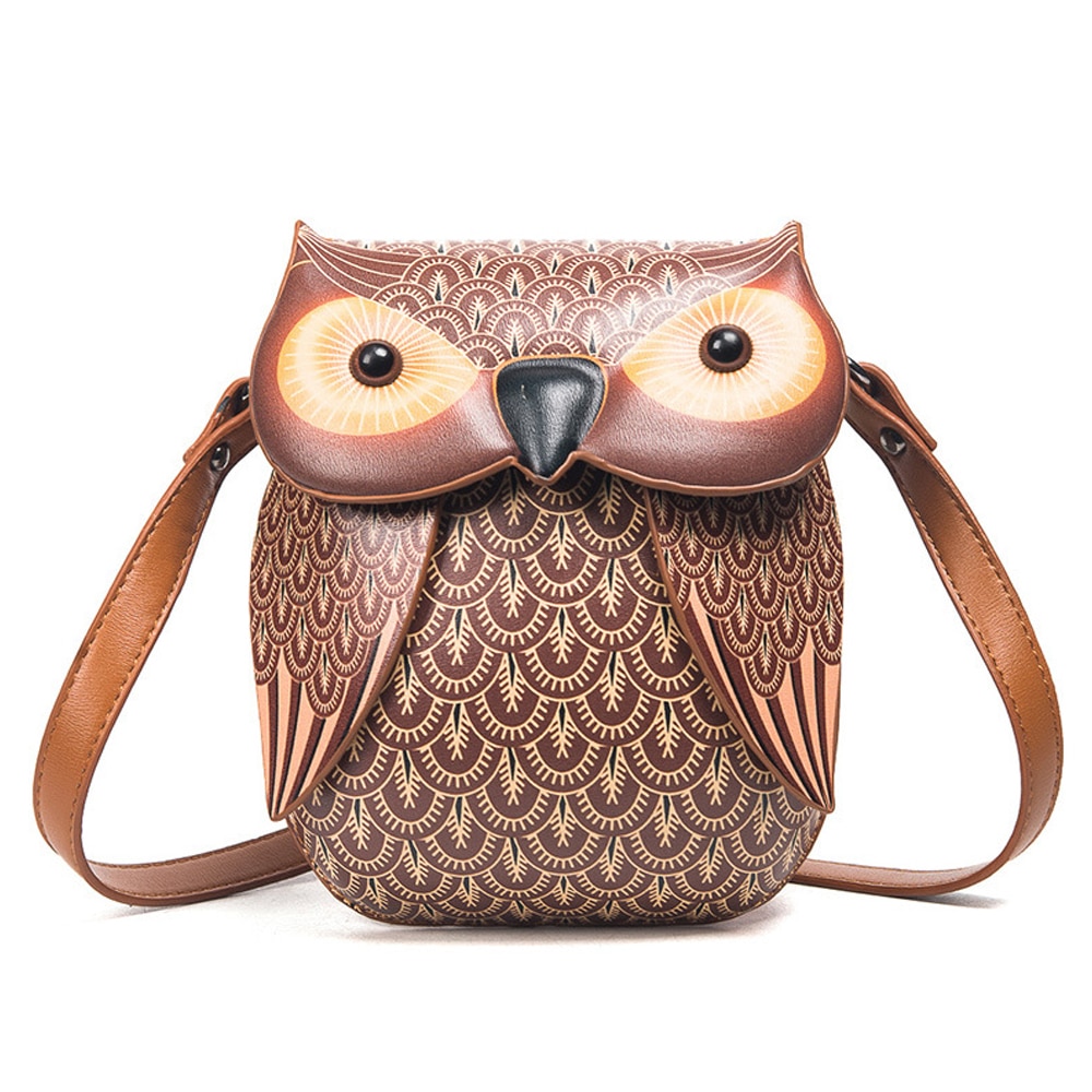 Mini sac à bandoulière en cuir pour femmes, Animal mignon, sacoche à épaule, dessin animé hibou, sacs créatifs pour filles, bourse en polyuréthane, QF Unique