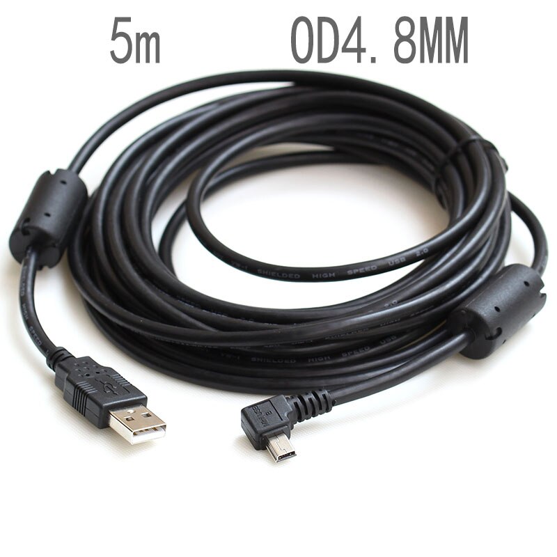 1.8M angled mini USB 5pin male to USB2.0 male data charging cable for GPS digital camera MP3 mp4