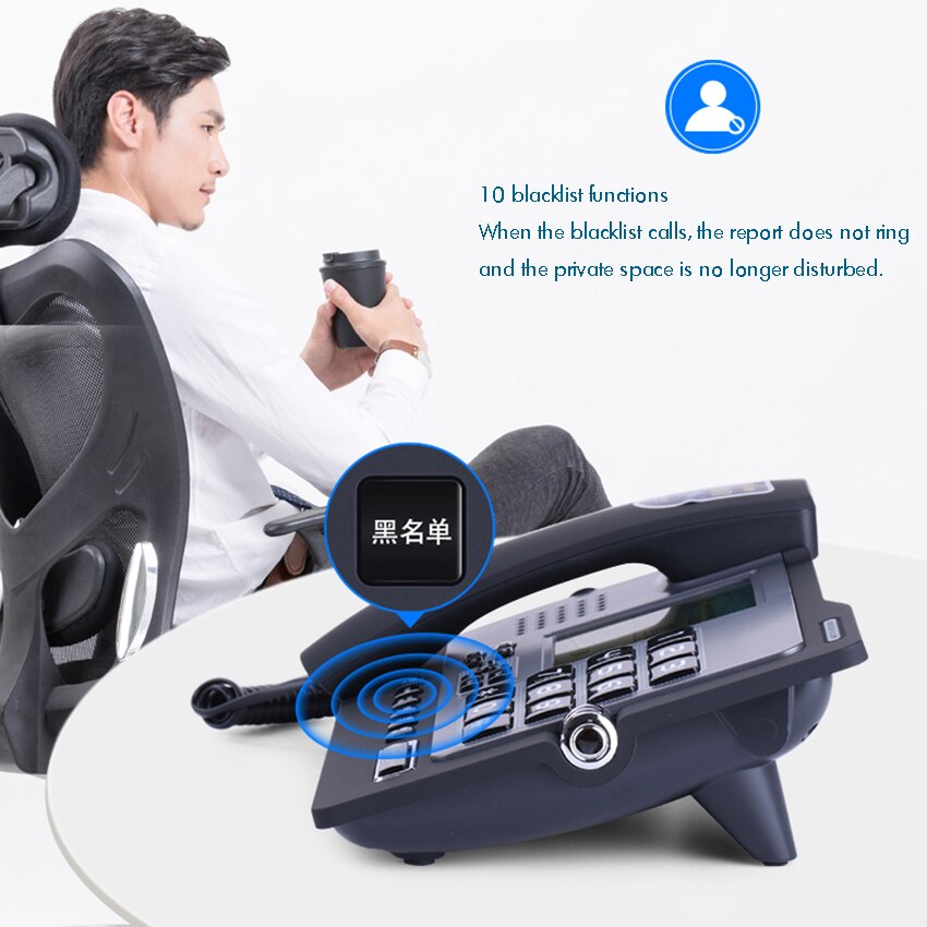 Office Home Corded Telephone Phone with Caller ID/Call Waiting, Speakerphone, Blacklist, Dual Interface Calculator &amp; Alarm Clock