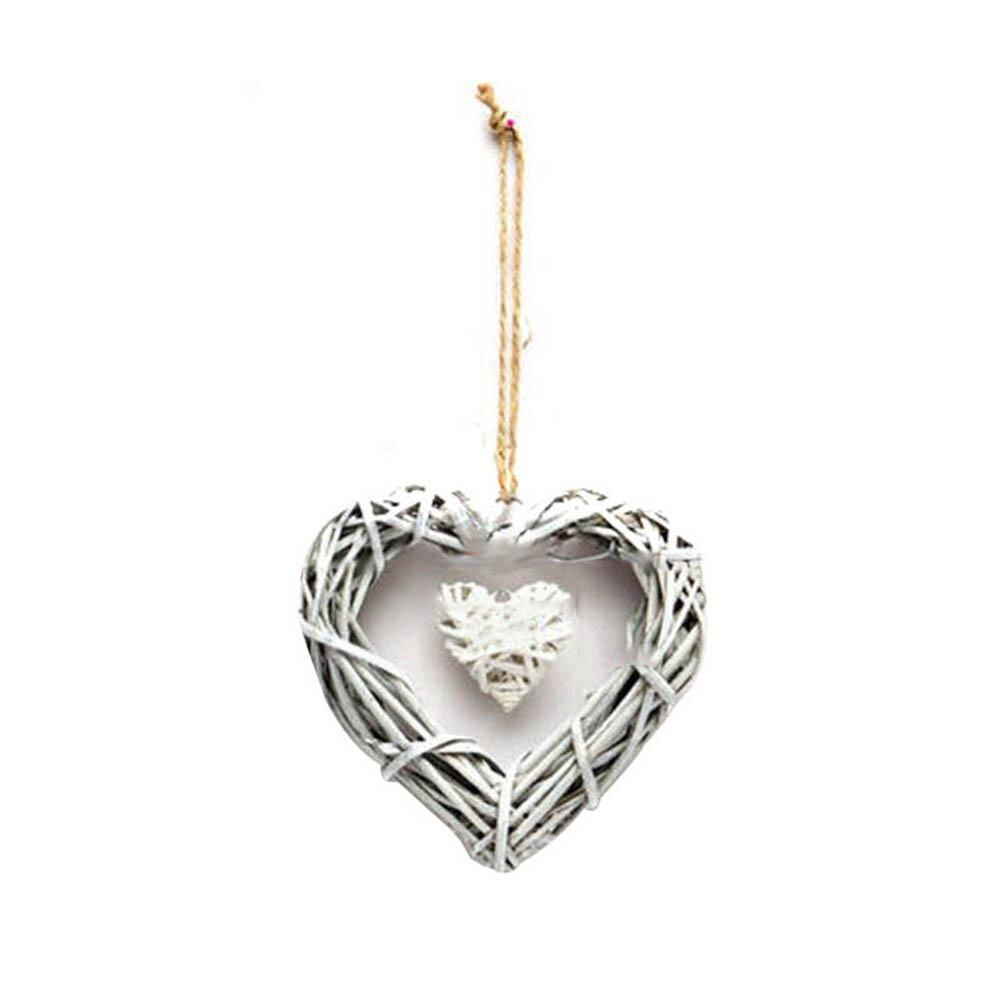 Chic Wicker Hanging Hearts Gray White Artificial Wreaths DIY Heart Wicker for Wedding Birthday Party Wall Hanging Decoration