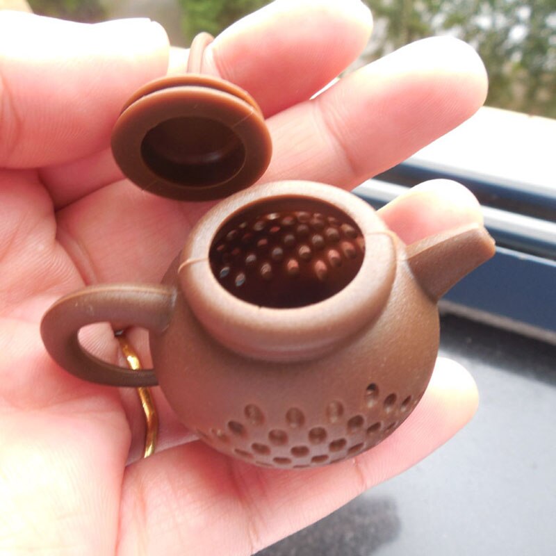 Infusor de té de silicona, utensilios de cocina, tetera, accesorio para elaboración de cerveza, en forma de tetera, 1 pieza, colador de té de hoja de Color puro