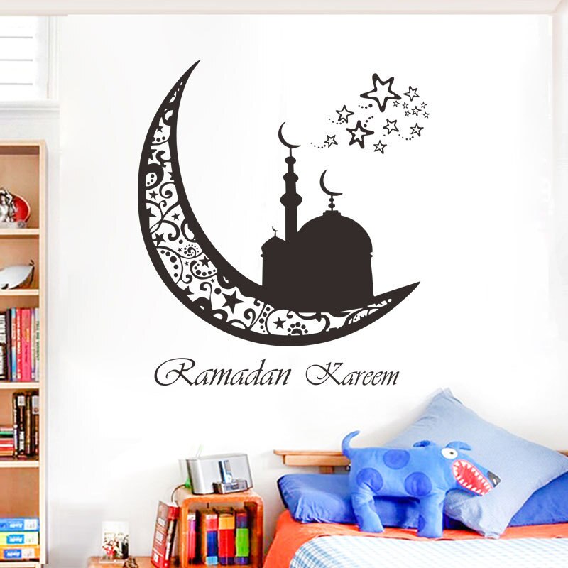 Wall Sticker DIY Karim Ramadan Auspicious Islamic Wall Stickers Bedroom Living Room Decoration Muslim stickers muraux