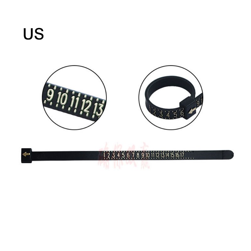 Multisizer Ring Sizing Tools Gauge UK Size A-Z US Sizes Ring Measurement Ring Sizer Rule Tools Jewelry Accessory Measurer: US Black