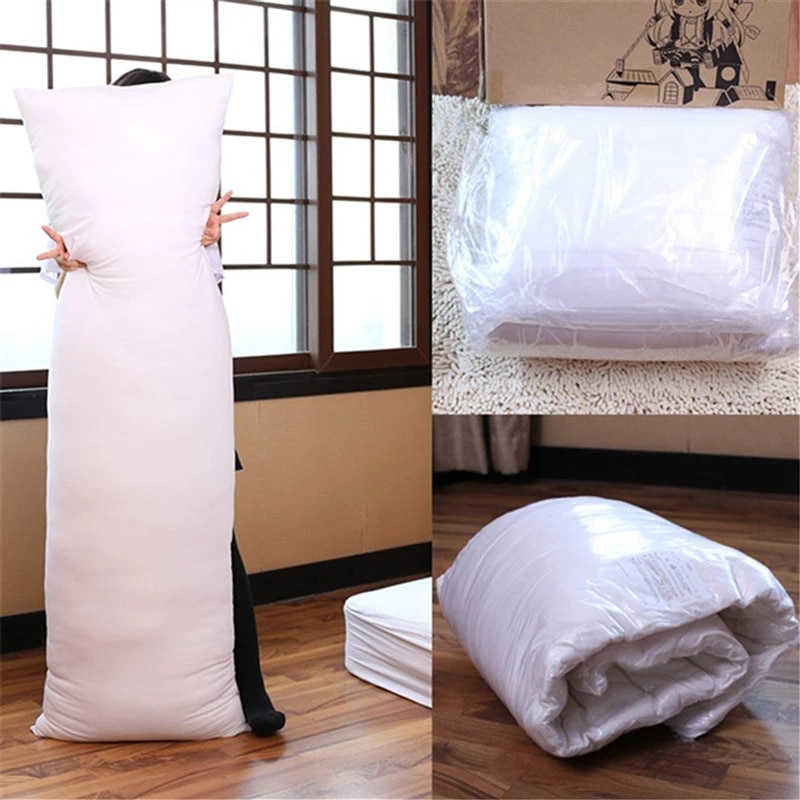 Almohadas con relleno de cuerpo completo de Anime Dakimakura, almohada sólida blanca, interior, de lado largo, para dormir, ropa de cama, cojín para dormitorio de 150x50cm