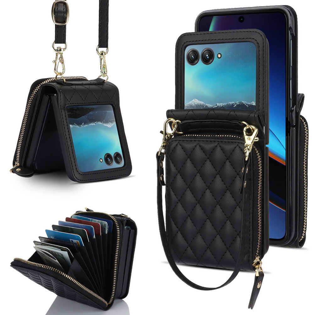Opvouwbare portemonnee met meerdere vakken en diagonale draagriem voor motorola razr 60 ultra, razr 60 , 50 ultra 40 moto razr hoesje